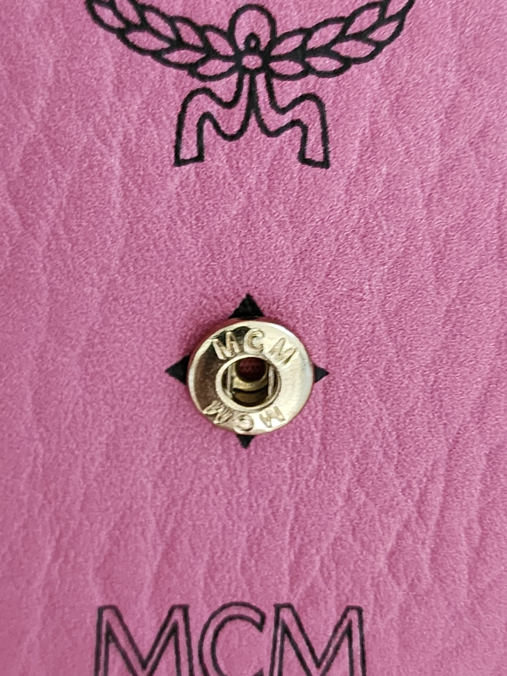 MCM Pink Logo-Print Envelope Wallet with Gold Snap/novelty - Picture 4 of 5